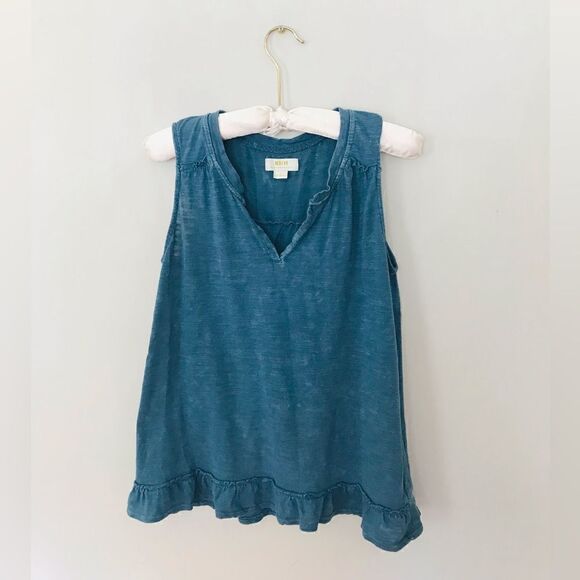 Maeve by Anthropologie | faded blue open back ruffle tank top | size medium - Picture 3 of 7